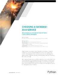 Choosing a Database- As-A-Service an Overview of Offerings by Major Public Cloud Service Providers