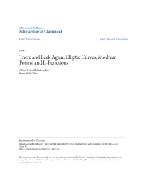 Elliptic Curves, Modular Forms, and L-Functions Allison F