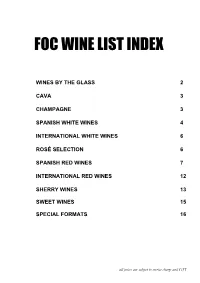 Foc Wine List Index