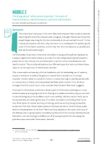 "Information Disorder": Formats of Misinformation