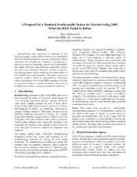 A Proposal for a Standard Systemverilog Synthesis Subset