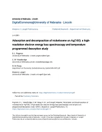 Adsorption and Decomposition of Nickelocene on Ag(100): a High- Resolution Electron Energy Loss Spectroscopy and Temperature Programmed Desorption Study