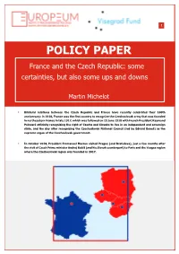 France and the Czech Republic: Some Certainties, but Also Some Ups and Downs