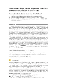 Generalized Kakeya Sets for Polynomial Evaluation and Faster Computation of Fermionants