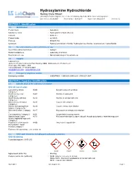 Hydroxylamine Hydrochloride Safety Data Sheet According to Federal Register / Vol