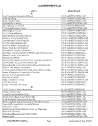NEWSPAPER ARTICLES-DATES.Xls Page 1 Compiled by Robert G