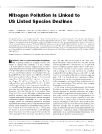 Nitrogen Pollution Is Linked to US Listed Species Declines