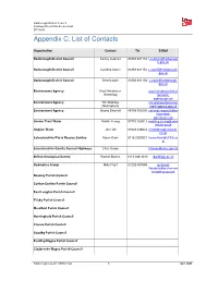 Appendix C: List of Contacts
