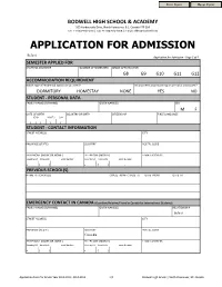 Application for Admission