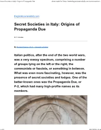 Secret Societies in Italy: Origins of Propaganda Due About:Reader?Url=
