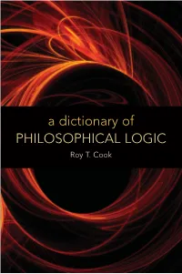 A Dictionary of PHILOSOPHICAL LOGIC