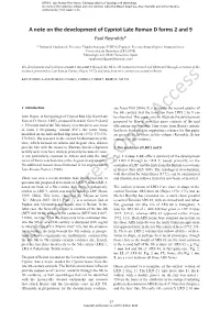 A Note on the Development of Cypriot Late Roman D Forms 2 and 9 Paul Reynolds*