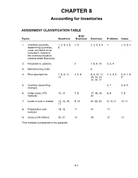 CHAPTER 8 Accounting for Inventories