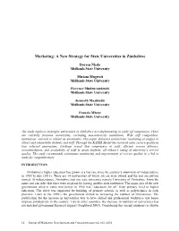 Marketing: a New Strategy for State Universities in Zimbabwe