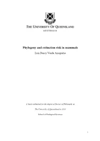 Phylogeny and Extinction Risk in Mammals Luis Darcy Verde Arregoitia