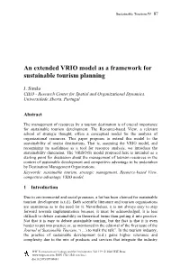 An Extended VRIO Model As a Framework for Sustainable Tourism Planning