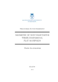 Geometry of Noncommutative Three-Dimensional Flat Manifolds