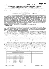 Groundwater Suitability for Irrigation in Pulicat Using