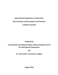 International Cooperation in Small Cities: New Directions and Innovative Local Practices in British Columbia