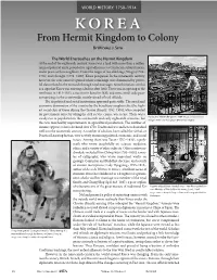 Korea: from Hermit Kingdom to Colony