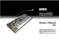 Microkorg Owner's Manual