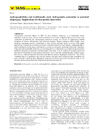 Andrographolides and Traditionally Used Andrographis Paniculata As Potential Adaptogens: Implications for Therapeutic Innovation