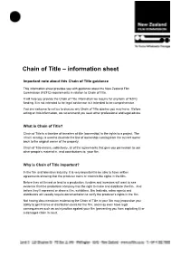 Chain of Title – Information Sheet