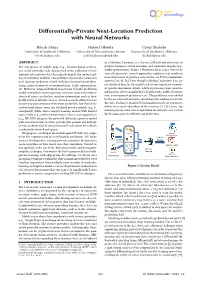 Differentially-Private Next-Location Prediction with Neural Networks