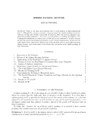 Sphere Packing Lecture