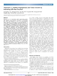 Thymosin Hh10 Inhibits Angiogenesis and Tumor Growth by Interfering with Ras Function