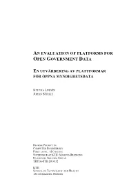 An Evaluation of Platforms for Open Government Data