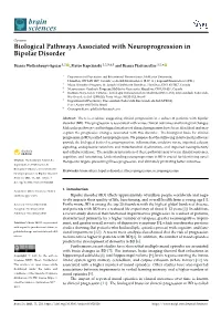 Biological Pathways Associated with Neuroprogression in Bipolar Disorder