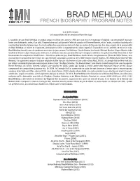 Brad Mehldau French Biography / Program Notes