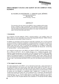 FRM-II PROJECT STATUS and SAFETY of ITS COMPACT FUEL ELEMENT M. NUDING, M. ROTTMANN, A. AXMANN and K. BONING ABSTRACT 42
