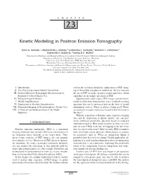 Kinetic Modeling in Positron Emission Tomography