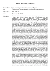 "Mohr to Basel - Report Concerning an Exploratory Journey to Begoro" Title: "Mohr to Basel - Report Concerning an Exploratory Journey to Begoro" Ref