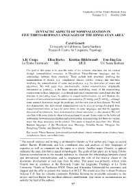 Syntactic Aspects of Nominalization in Five Tibeto-Burman Languages of the Himalayan Area1