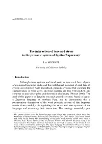 The Interaction of Tone and Stress in the Prosodic System of Iquito (Zaparoan)*
