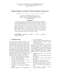 World Robot Olympiad Development in Romania