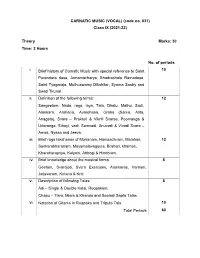 CARNATIC MUSIC (VOCAL) (Code No