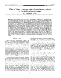 Effect of Laser Lineshape on the Quantitative Analysis of Cavity Ring-Down Signals A