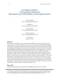 From Rights to Realities: Confronting the Challenge of Educating Persons with Disabilities in Developing Countries