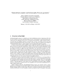 “Generalized Complex and Holomorphic Poisson Geometry”