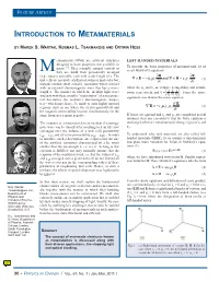 Introduction to Metamaterials