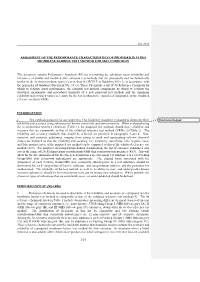 July 2014 1/15 ASSESSMENT of the PERFORMANCE
