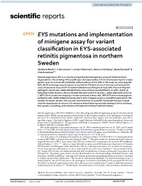 EYS Mutations and Implementation of Minigene Assay for Variant