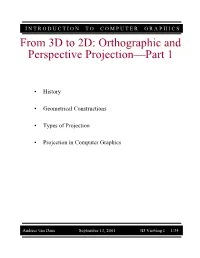From 3D to 2D: Orthographic and Perspective Projection—Part 1