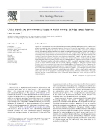 Global Trends and Environmental Issues in Nickel Mining: Sulﬁdes Versus Laterites