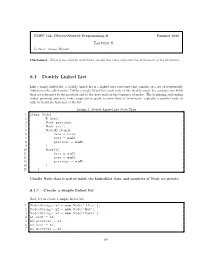 Lecture 8: 8.1 Doubly Linked List
