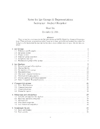 Lie Groups and Representations